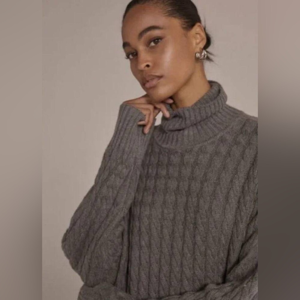 Favorite Daughter Masha Cable Knit Turtleneck, Size M